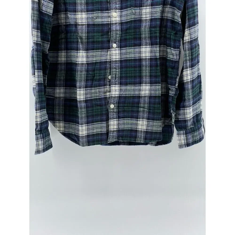 GAP Men's Blue-Green Plaid Button-Up Regular-Fit Long Sleeve Flannel Shirt SZ M - Picture 5 of 10